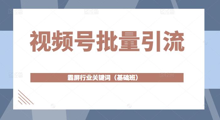 913、视频号批量引流，霸屏行业关键词（基础班）全面系统讲解视频号玩法【无水印】-知识学院