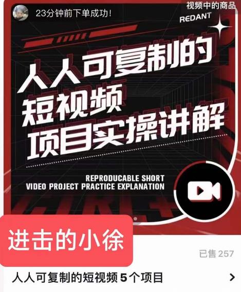 1615、进击的小徐·人人可复制的短视频5个项目，实操讲解年销售额八位数级别项目-知识学院