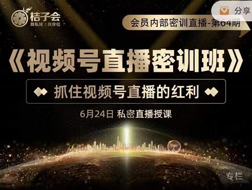 1111、桔子会《视频号直播密训班》，抓住视频号直播的红利 价值12800-知识学院