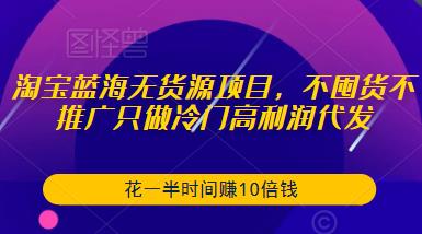 1895、淘宝蓝海无货源项目，不囤货不推广只做冷门高利润代发，花一半时间赚10倍钱-知识学院