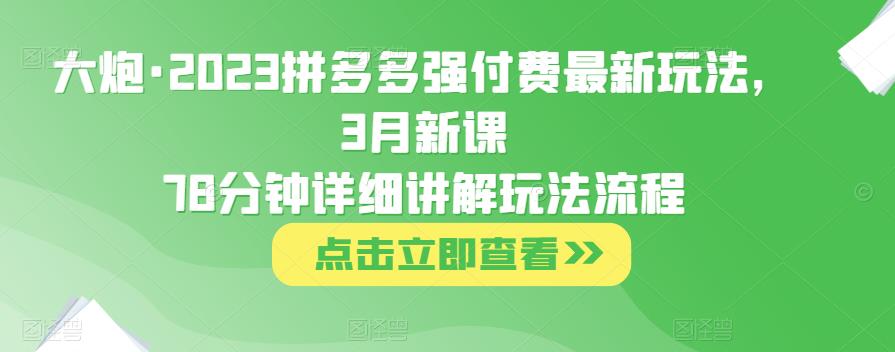 1949、大炮·2023拼多多强付费最新玩法，3月新课​78分钟详细讲解玩法流程-知识学院