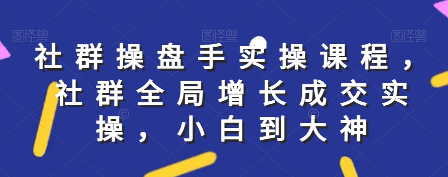 2976、社群实操课程，社群全局增长成交实操，小白到大神-知识学院