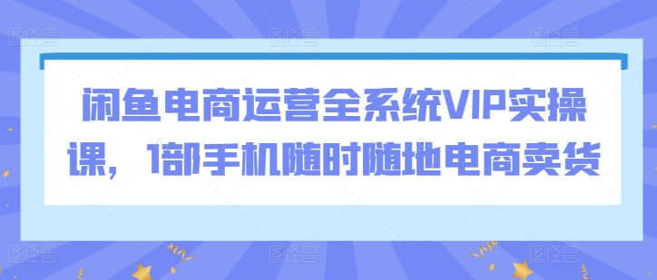 3130、闲鱼电商运营全系统VIP实操课，1部手机随时随地电商卖货-知识学院