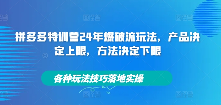 3506、拼多多特训营24年爆破流玩法，产品决定上限，方法决定下限，各种玩法技巧落地实操-知识学院