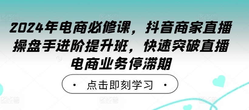 3539、2024年电商必修课，抖音商家直播操盘手进阶提升班-知识学院